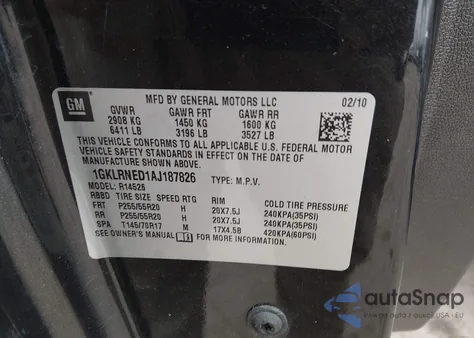 2010 GMC Acadia Slt-2 z USA, uszkodzony, nr VIN 1GKLRNED1AJ187826